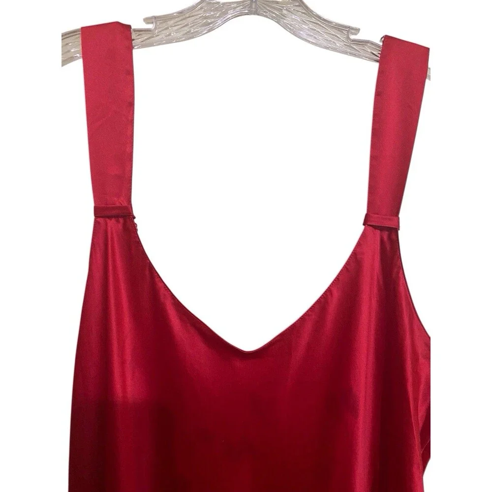Cabernet Red Satin Full Maxi Slip Dress Night Gown SZ 1X Vamp Whimsigoth Sexy